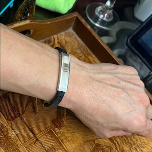 Silver and Black unisex  adjustable Bracelet 🐈‍⬛